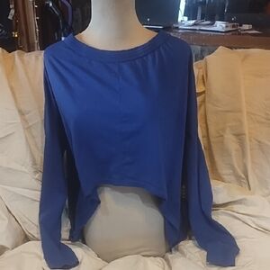 Stylish Blue Crop Top with Long Sleeves